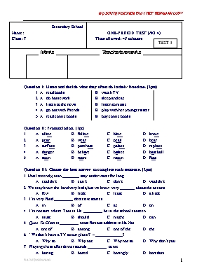 Bộ sưu tập đề kiểm tra 1 môn Tiếng Anh Lớp 7